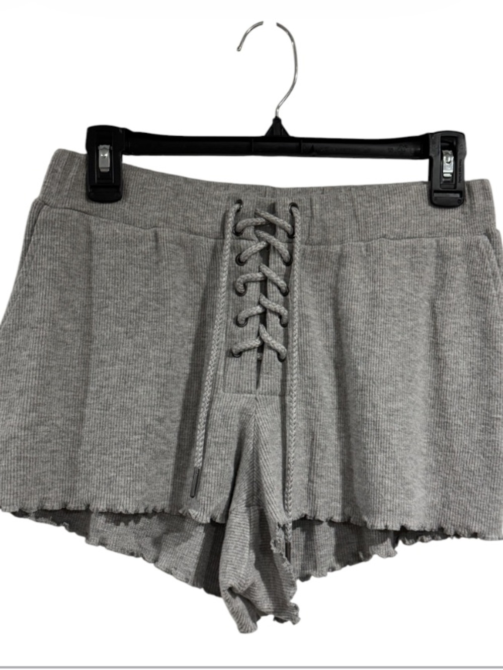 Vintage Havana shorts Gray Lace Up Ribbed Knit medium new